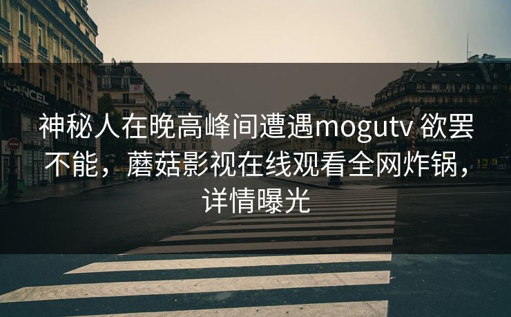 神秘人在晚高峰间遭遇mogutv 欲罢不能，蘑菇影视在线观看全网炸锅，详情曝光