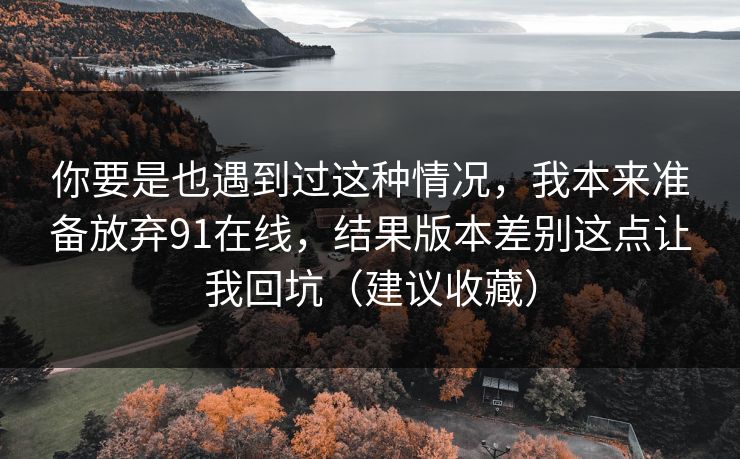 你要是也遇到过这种情况，我本来准备放弃91在线，结果版本差别这点让我回坑（建议收藏）