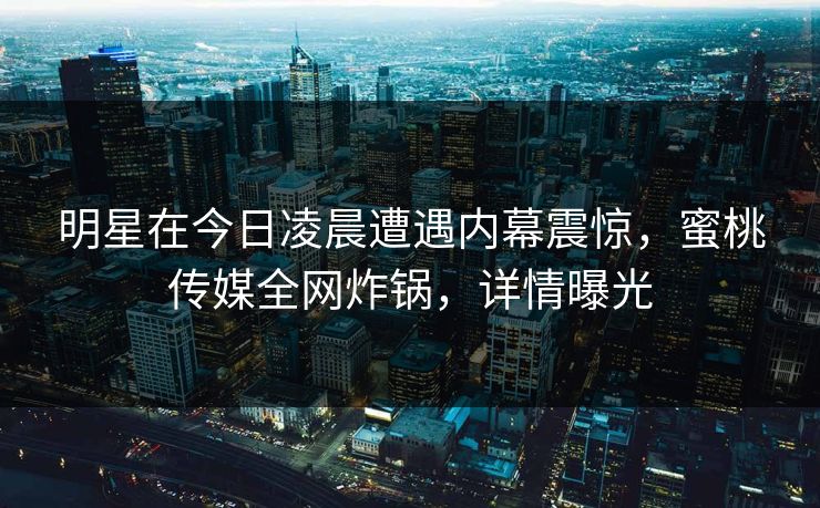 明星在今日凌晨遭遇内幕震惊，蜜桃传媒全网炸锅，详情曝光