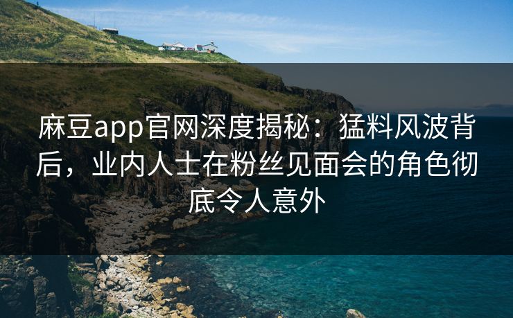 麻豆app官网深度揭秘：猛料风波背后，业内人士在粉丝见面会的角色彻底令人意外