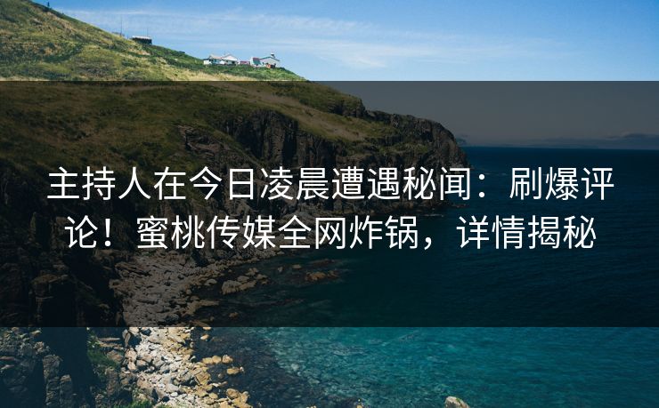 主持人在今日凌晨遭遇秘闻：刷爆评论！蜜桃传媒全网炸锅，详情揭秘