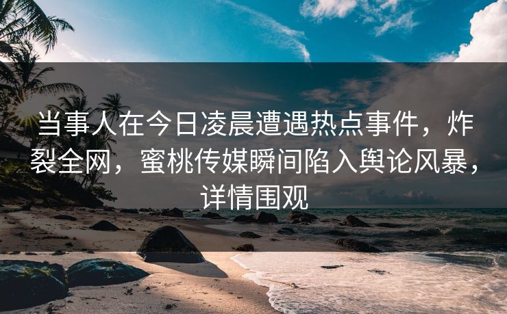 当事人在今日凌晨遭遇热点事件，炸裂全网，蜜桃传媒瞬间陷入舆论风暴，详情围观