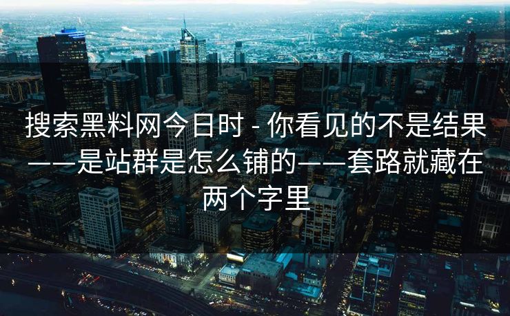 搜索黑料网今日时 - 你看见的不是结果——是站群是怎么铺的——套路就藏在两个字里